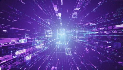 Obraz premium Abstract digital tunnel of data streams