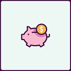 Minimalist piggy bank icon representing savings and financial growth concept