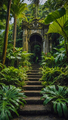 Obraz premium Lush botanical gardens in Martinique.