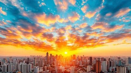 Obraz premium Sunset Cityscape Panorama
