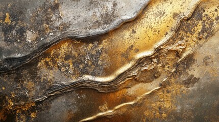 Abstract Gold and Gray Texture Background with Layered Wavy Patterns