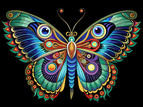 vector of  Paris Peacock butterfly on black background