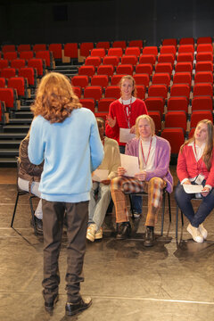 Actors with disabilities rehearsing�on stage