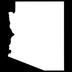 Negative space of Arizona state silhouette, cutout transparent map