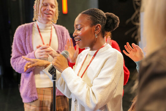 Persons with disabilities on stage