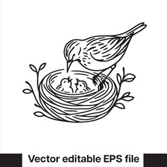  silhouette Western meadowlark Bird in the nest