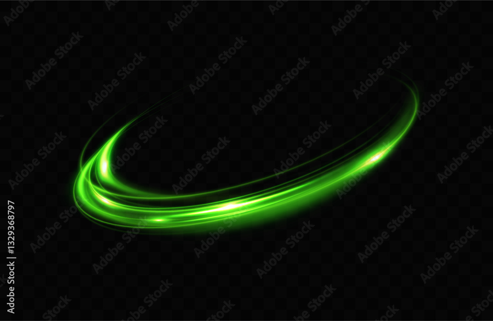 Poster Green neon ring. Glowing circle. Glow effect. Round light frame. abstract light lines of movement and speed. Abstract light lines of movement and speed. light green ellipse.