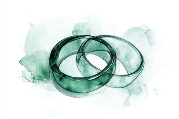 A minimalist illustration of a single jade bangle, drawn in simple green gradients with clean black outlines on a plain white background
