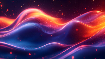 Fototapeta premium Abstract waves of vibrant blue and orange glow, interspersed with sparkling particles, creating a dynamic and energetic visual