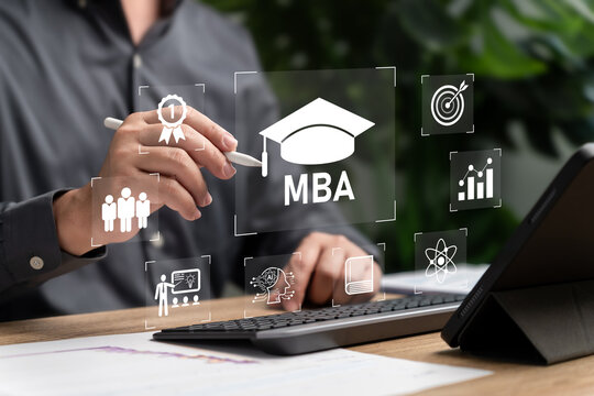 MBA, Master of Business Administration Preparing for effective management concept, Businessman choose the MBA program for their outside programs to develop skills, Training online for management - Powered by Adobe