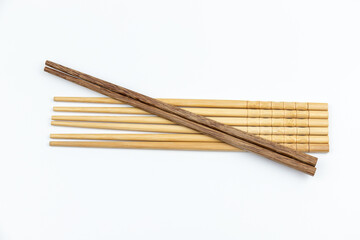 Chopsticks on white background
