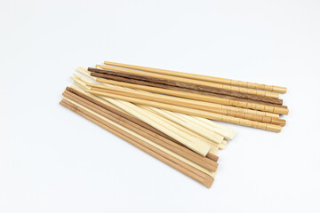 Bamboo chopsticks on white background