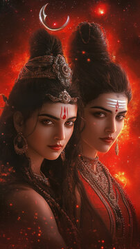 lord Shiva and Parvati faces