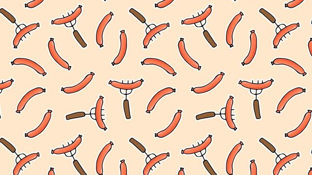 Animation of the pattern with food. Food pattern. Animation for the background. Doodle style of fast food. animation. Fast food videos. meal. Sandwich. burger. pizza. burger. fried chicken.