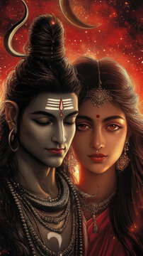 lord Shiva and Parvati faces