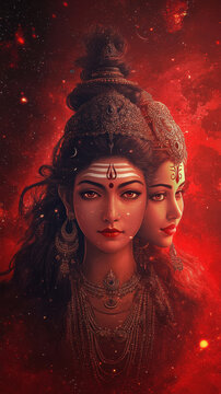 lord Shiva and Parvati faces