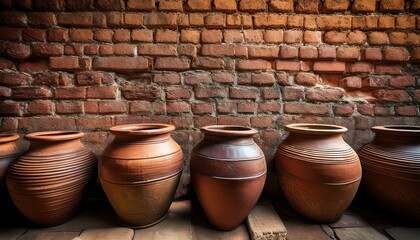 clay pots on the wall