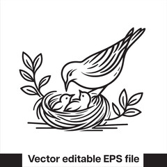  silhouette Western meadowlark Bird in the nest