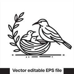  silhouette Western meadowlark Bird in the nest
