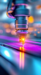 Precision machinery cutting through material.