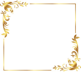  frame with yellow leaves Gold floral frame