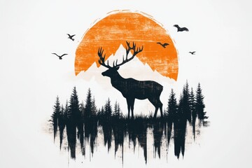 A vintage-style poster of a nature reserve, featuring bold typography and illustrated wildlife, such as deer and birds, with warm, earthy tones and an aged texture