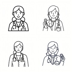 set of icons for doctors vectors abstract illustrations