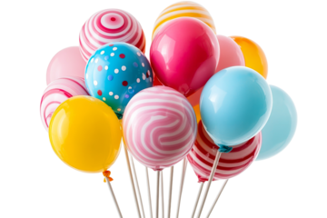 Colorful balloons for events on clear background