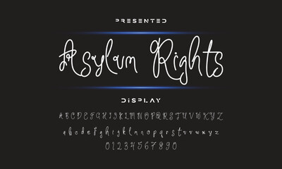 Hand drawn calligraphic vector monoline font. Distress signature letters. Modern script calligraphy type. ABC typography latin signature alphabet.