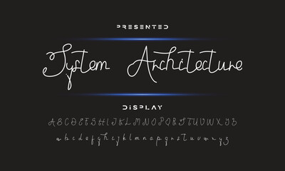 Hand drawn calligraphic vector monoline font. Distress signature letters. Modern script calligraphy type. ABC typography latin signature alphabet.