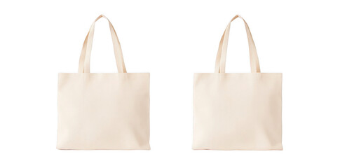 
Eco bag mockup template on a white background, isolated, with front and back views