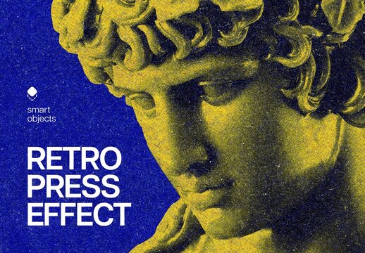Retro Press Design Effect Mockup