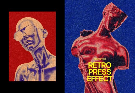 Retro Press Poster Design Effect Mockup