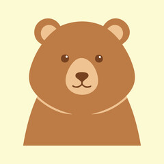 Cute cartoon bear illustration, brown fur, simple design
