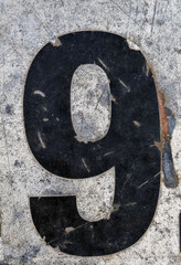 Written Wording in Distressed State Typography Found Ransom Number Nine 9