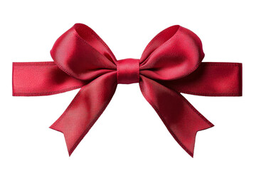 Elegant red ribbon bow on transparent background