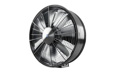 A Powerful Industrial Fan, A Silent Guardian Against Summer Heat, Spins With Sleek Metallic Grace And A Cool, Efficient Design Isolated on Transparent Background