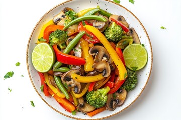 Stir-fried Vegetables with Lime in a Bowl Colorful and Fresh