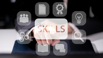 Business skill development professional success job learning motivation career training concept