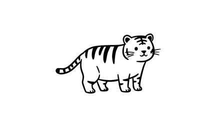 Fototapeta premium Cute Cartoon Tiger with Hearts Floating Against White Background