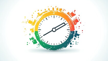 Abstract Colorful Clock Design Time Management, Speed, Efficiency Icon