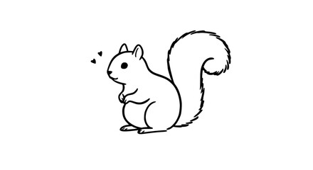 Fototapeta premium Cute Cartoon Squirrel with Hearts Floating Against White Background
