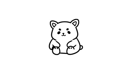 Fototapeta premium Cute Cartoon Bear Sitting Against White Background