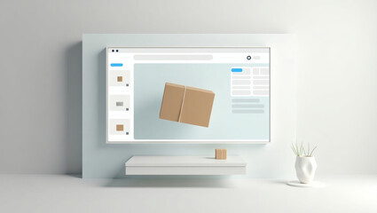 a package float on screen display a online shopping concept 
