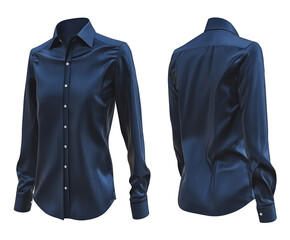 Blue formal shirt mockup with front and back views displayed
