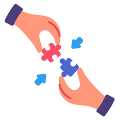 Two hands put the jigsaw puzzle together vector illustration