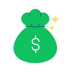 Green money bag with Dollar symbol Financial and Investment vector illustration