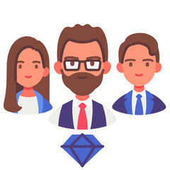 Fototapeta premium Business people with diamond below professional concept vector illustration