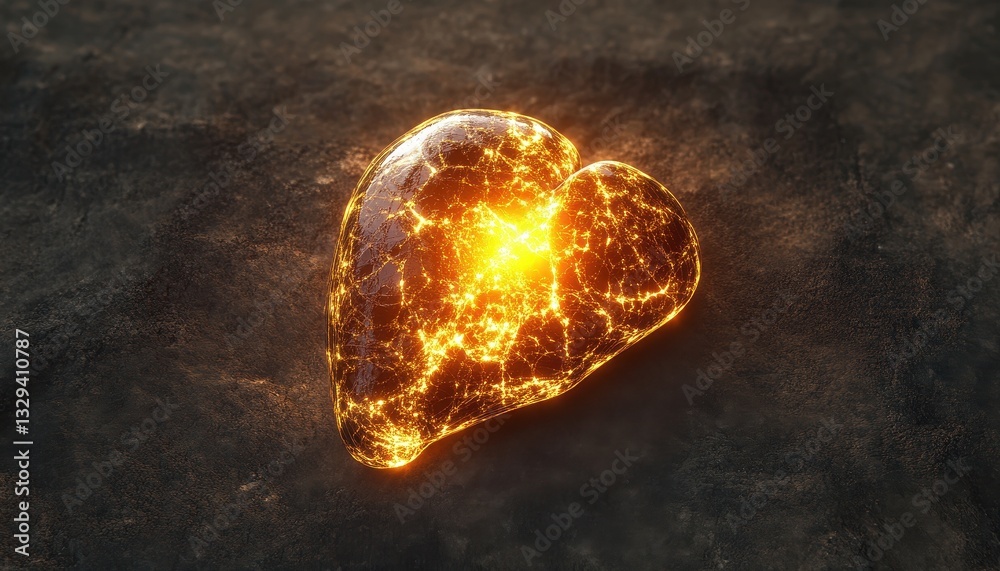 Aufkleber glowing heart shape abstract art with fire and energy effect