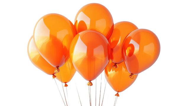 colorful party balloons isolated on transparent background. 